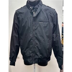 Members Only Jacket Black Full Zip Bomber Style Mens Size Medium Vintage Retro